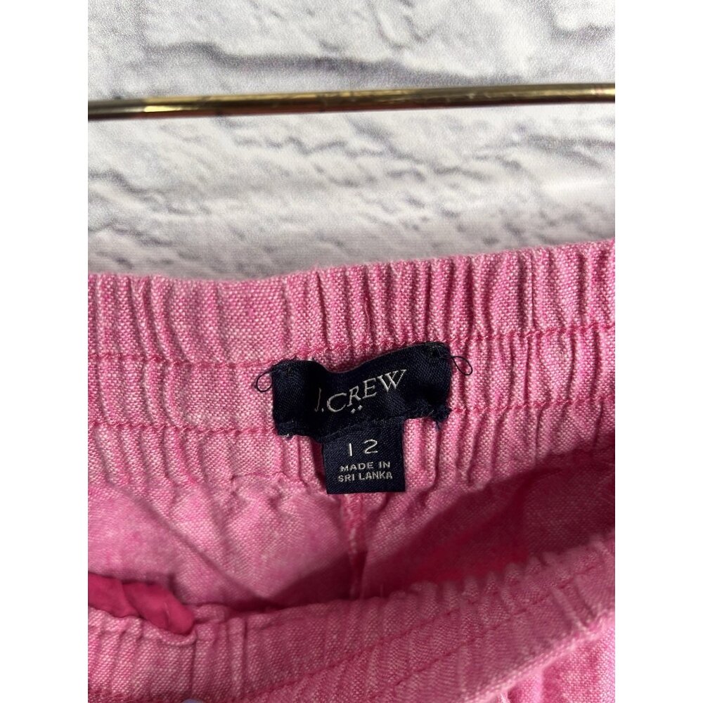 J.CREW Women's Heather Pink Linen Drawstring Crop Pants Size 12 - Picture 3 of 6